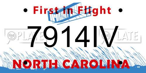 7914IV North Carolina License Plate