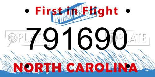 791690 North Carolina License Plate