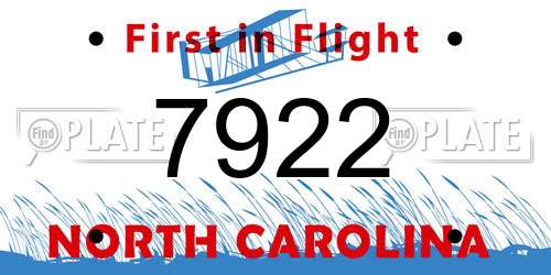 7922 North Carolina License Plate