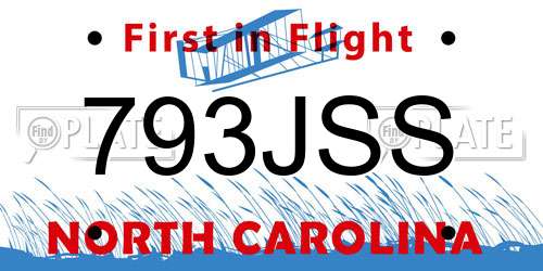 793JSS North Carolina License Plate