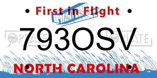 793OSV North Carolina License Plate