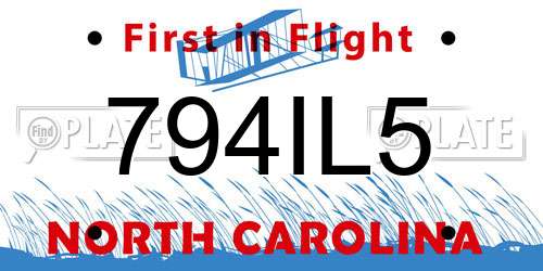 794IL5 North Carolina License Plate