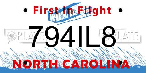 794IL8 North Carolina License Plate