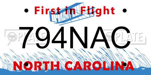 794NAC North Carolina License Plate