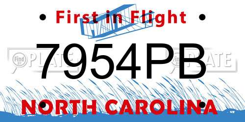 7954PB North Carolina License Plate