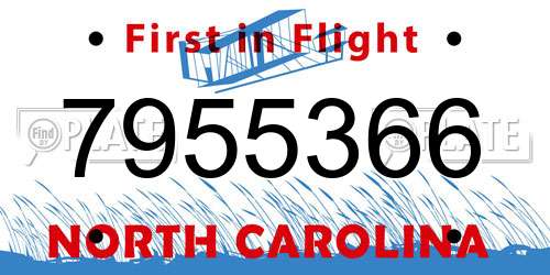7955366 North Carolina License Plate