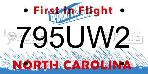 795UW2 North Carolina License Plate