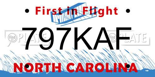 797KAF North Carolina License Plate
