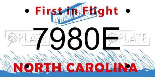 7980E North Carolina License Plate