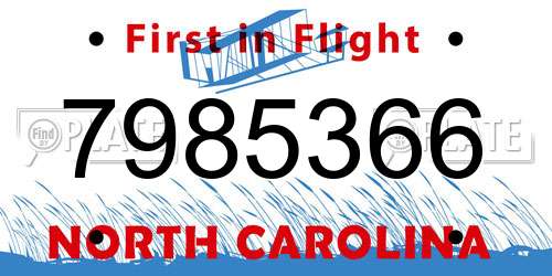7985366 North Carolina License Plate