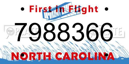 7988366 North Carolina License Plate