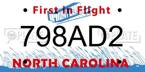 798AD2 North Carolina License Plate