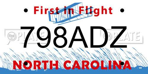 798ADZ North Carolina License Plate