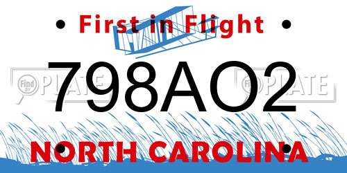 798AO2 North Carolina License Plate