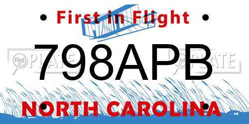 798APB North Carolina License Plate