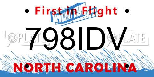 798IDV North Carolina License Plate
