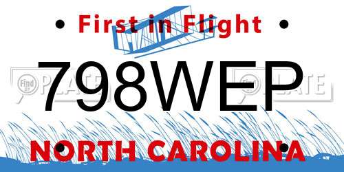 798WEP North Carolina License Plate