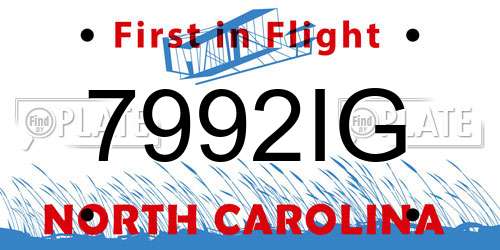 7992IG North Carolina License Plate