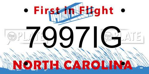 7997IG North Carolina License Plate