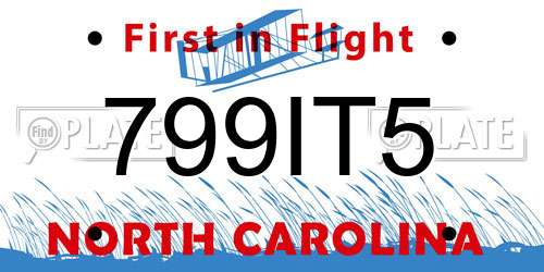 799IT5 North Carolina License Plate