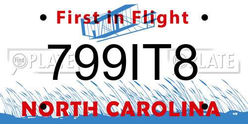 799IT8 North Carolina License Plate