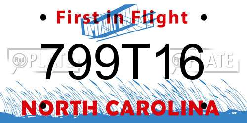 799T16 North Carolina License Plate