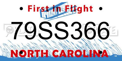 79SS366 North Carolina License Plate