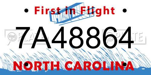 7A48864 North Carolina License Plate