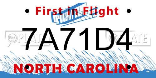 7A71D4 North Carolina License Plate