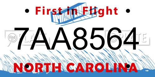 7AA8564 North Carolina License Plate