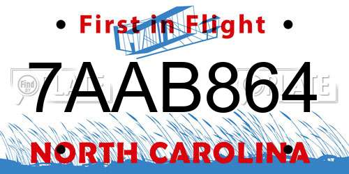 7AAB864 North Carolina License Plate