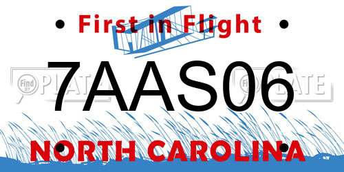 7AAS06 North Carolina License Plate
