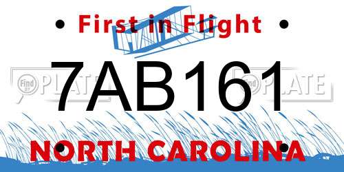 7AB161 North Carolina License Plate