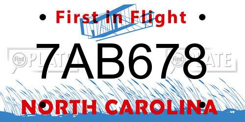 7AB678 North Carolina License Plate