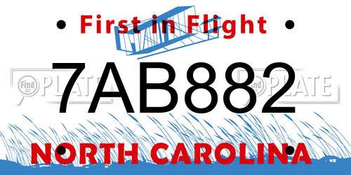 7AB882 North Carolina License Plate