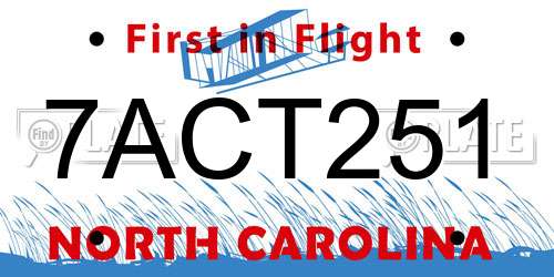 7ACT251 North Carolina License Plate