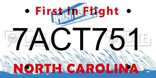7ACT751 North Carolina License Plate