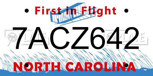 7ACZ642 North Carolina License Plate