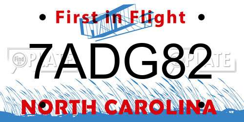 7ADG82 North Carolina License Plate