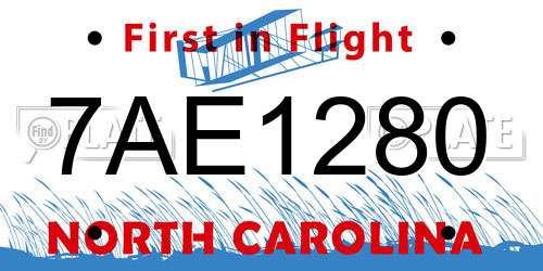 7AE1280 North Carolina License Plate