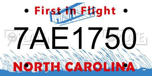 7AE1750 North Carolina License Plate