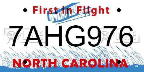 7AHG976 North Carolina License Plate