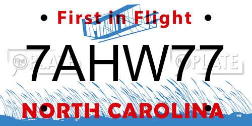 7AHW77 North Carolina License Plate