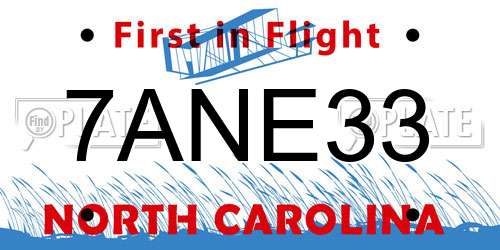 7ANE33 North Carolina License Plate