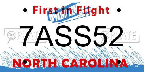 7ASS52 North Carolina License Plate