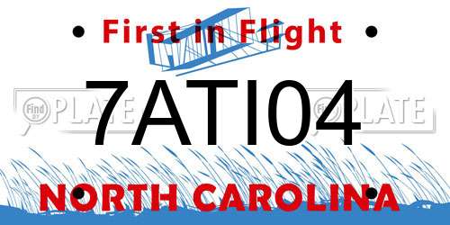 7ATI04 North Carolina License Plate