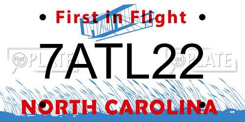 7ATL22 North Carolina License Plate