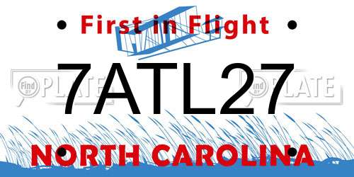 7ATL27 North Carolina License Plate