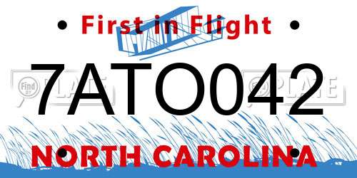7ATO042 North Carolina License Plate