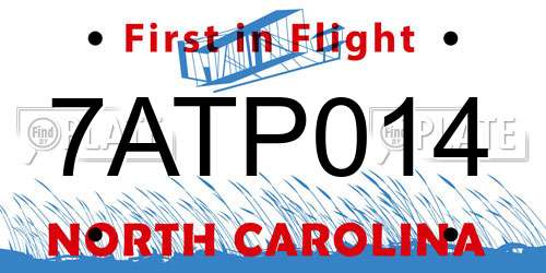 7ATP014 North Carolina License Plate